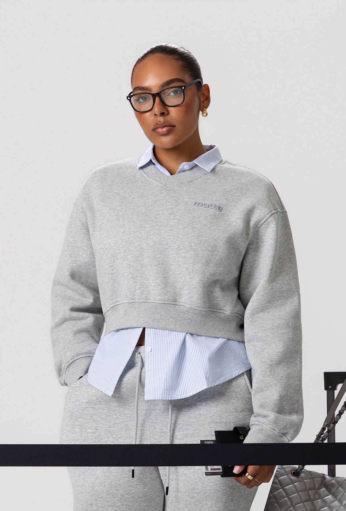 Varsity Cropped Sweatshirt - Heather Gray