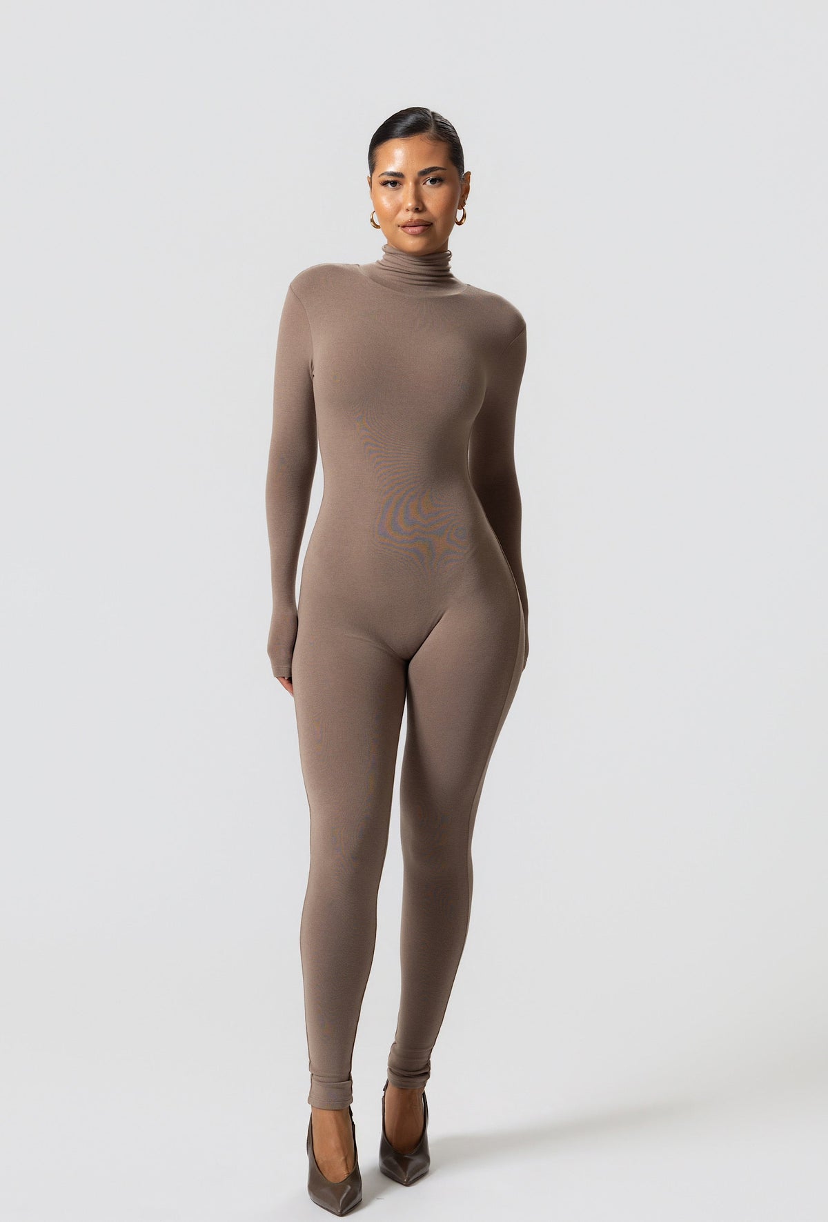 Matte Basix Sculpt Turtle Neck Jumpsuit - Nude