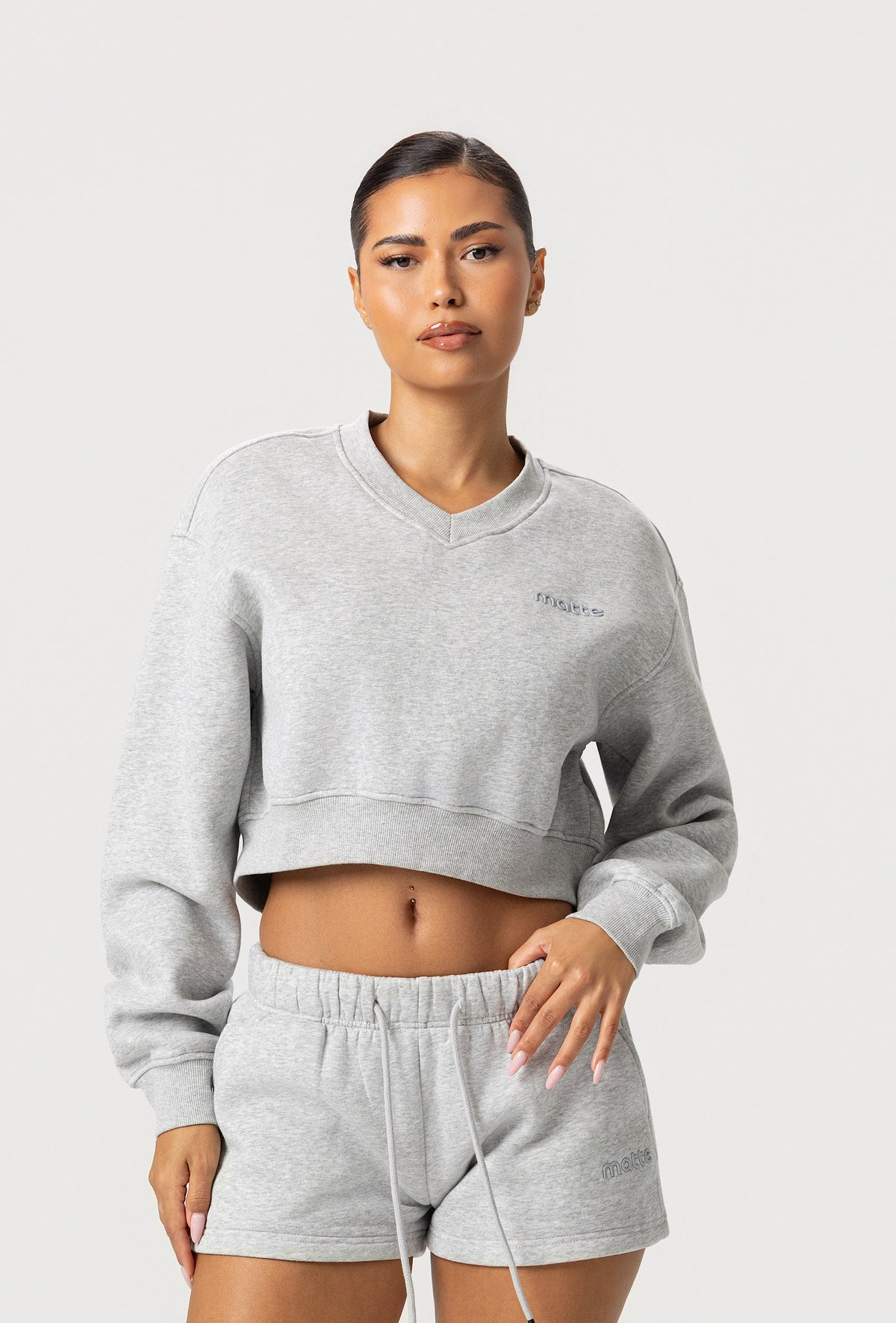 Varsity Cropped Sweatshirt - Heather Gray