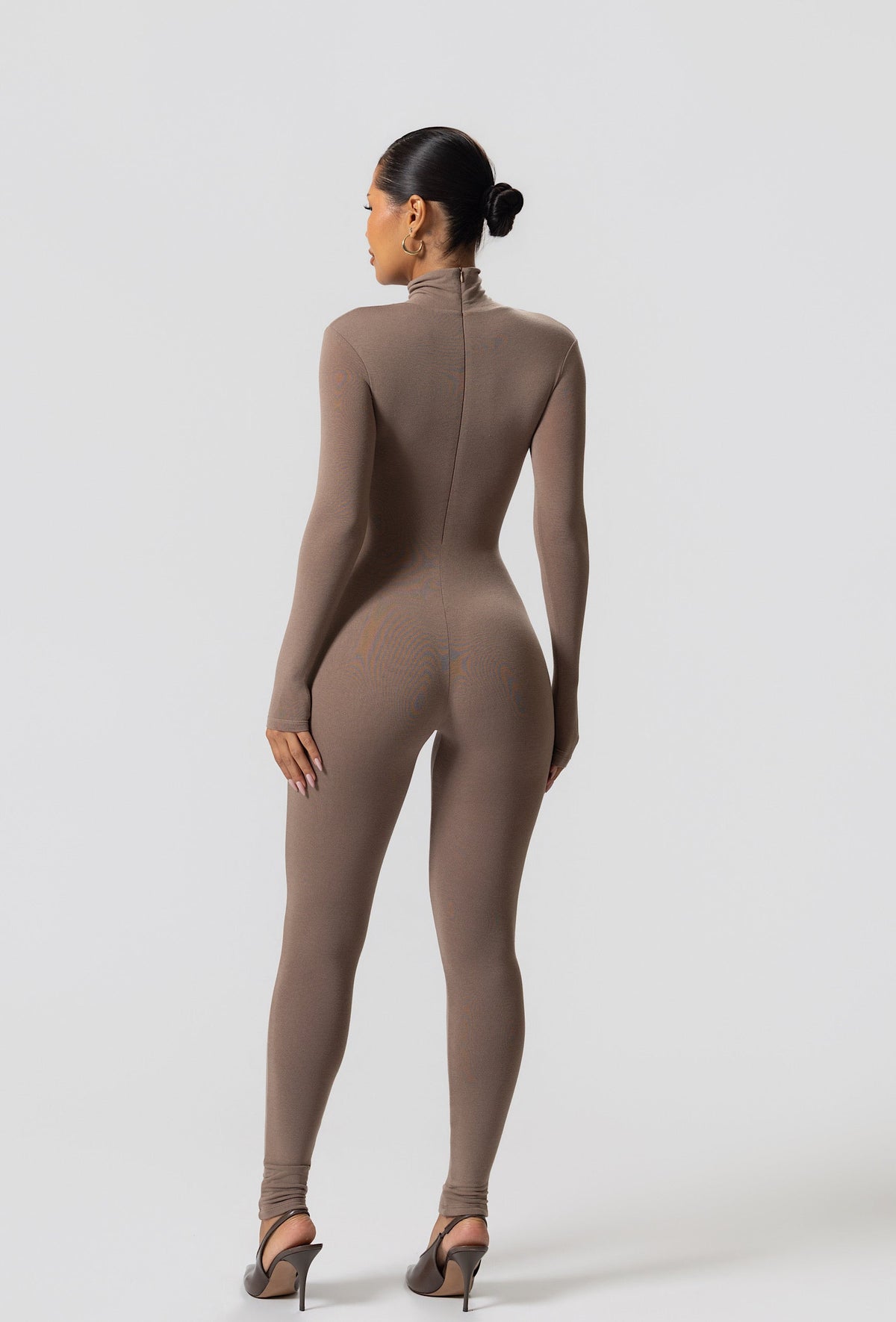 Matte Basix Sculpt Turtle Neck Jumpsuit - Nude