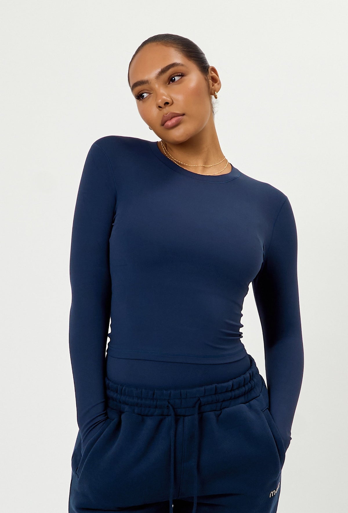 Cloudform Long Sleeve Crop - Navy
