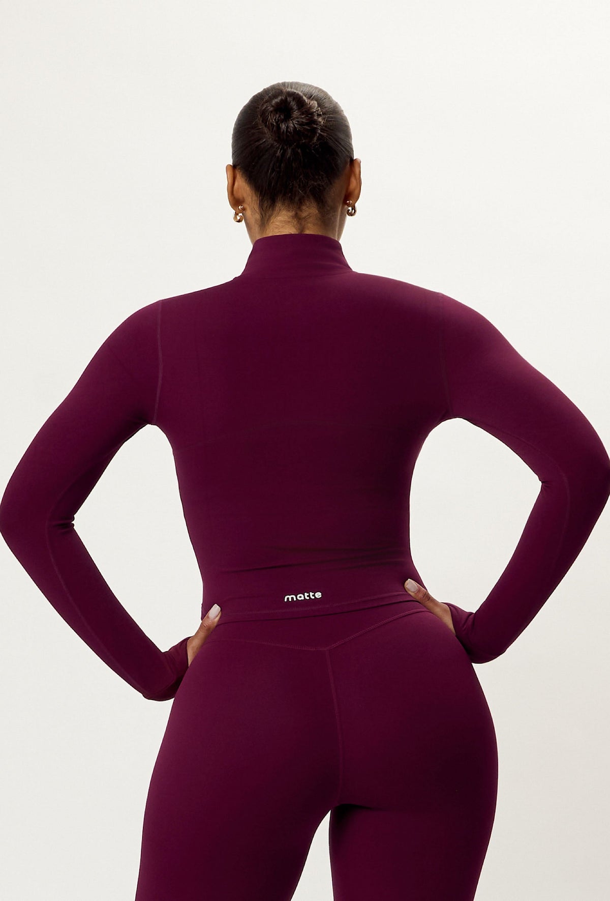 Contour Half Zip Crop - Burgundy